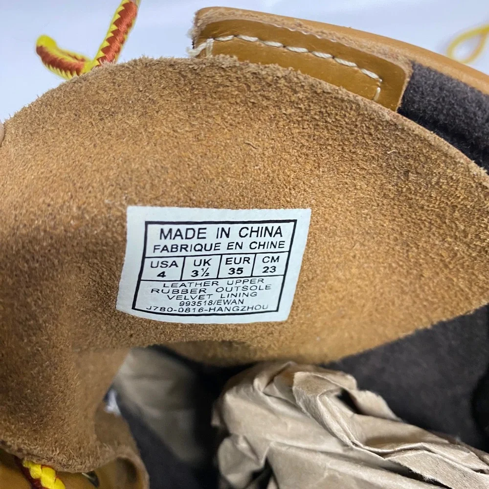Ralph Lauren Kids Duck Boots Brown Leather Rubber‎ Logo Size 4